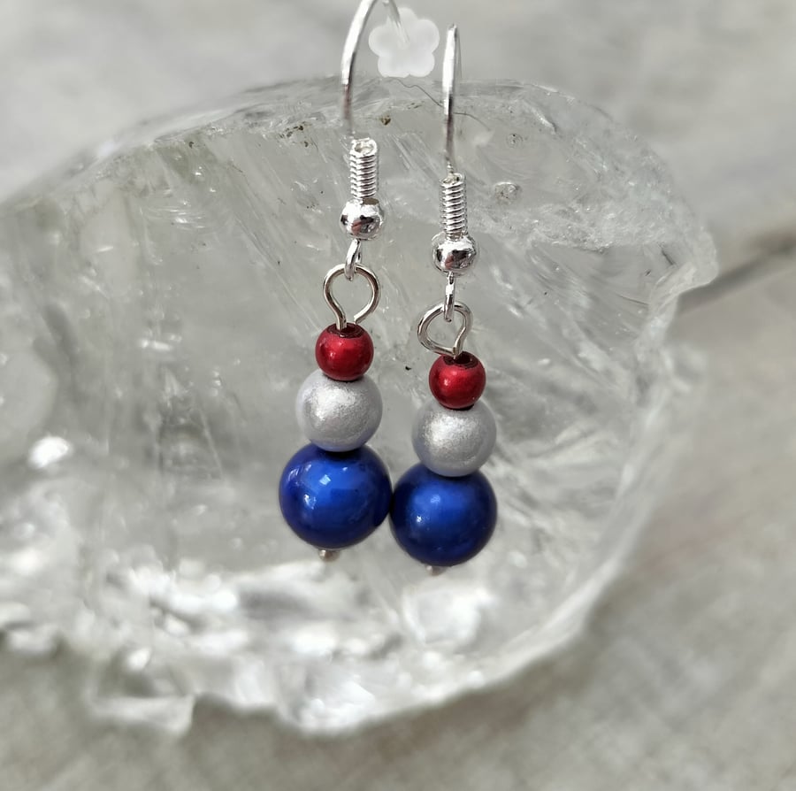 Red, white and blue miracle bead drops