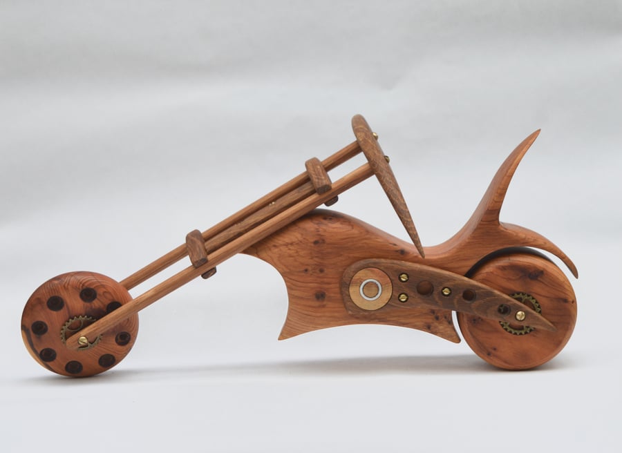 Wooden Chopper Motorcycle Cornish Oak and Yew wood