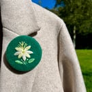 Hand embroidered floral brooch pin