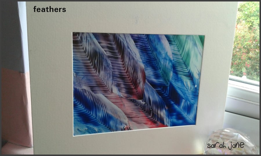 Feathers original encaustic art painting 