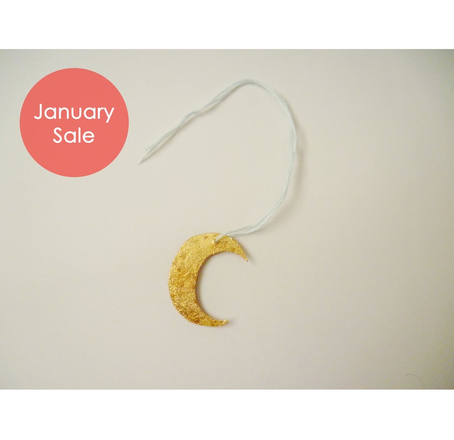 Sale - Free Postage - Mini Gold Leaf Crescent Moon Decoration
