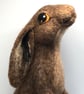 Moon Gazing Hare Needle Felt Ornament, Wool Sculpture - Image 1
