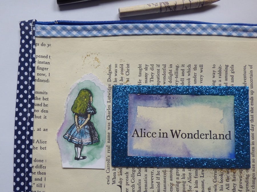 Alice inspired pvc make up bag, pencil case jewellery storage