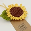 Crochet Sunflower Brooch on a Tag - Alternative to a Greetings Card 