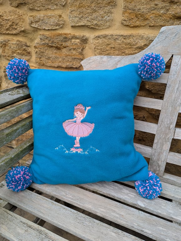 Machine embroidered ballerina cushion