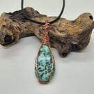 Wire wrapped Royston Turquoise gemstone pendant 
