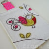 embroidered peace dove key ring - olive