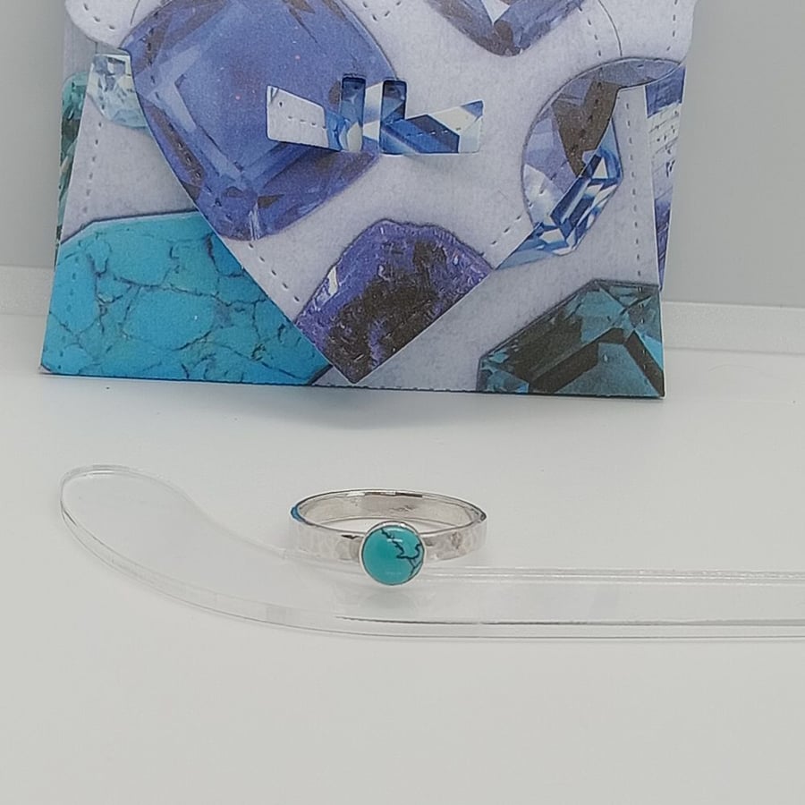 Sterling silver Turquoise ring size P Hallmarked, december birthstone