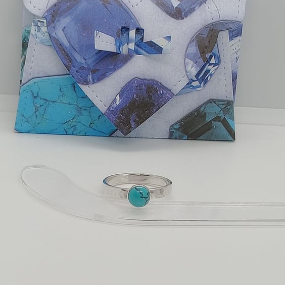Sterling silver Turquoise ring size P Hallmarked, december birthstone