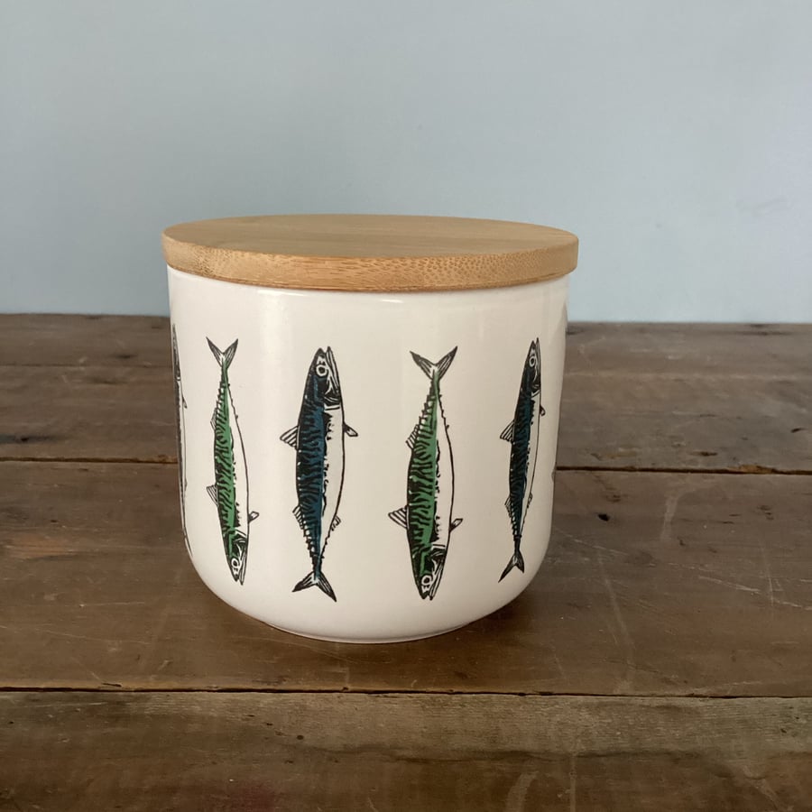 Summer seconds Mackerel Design Storage Jar - coastal home kitchenware
