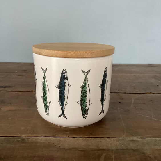 Summer seconds Mackerel Design Storage Jar - coastal home kitchenware