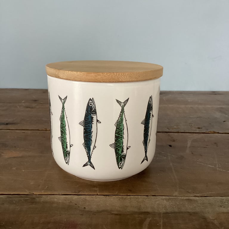 Summer seconds Mackerel Design Storage Jar - coastal home kitchenware