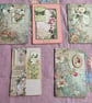 Five Ephemera Cards with Floral Theme and with added decoration