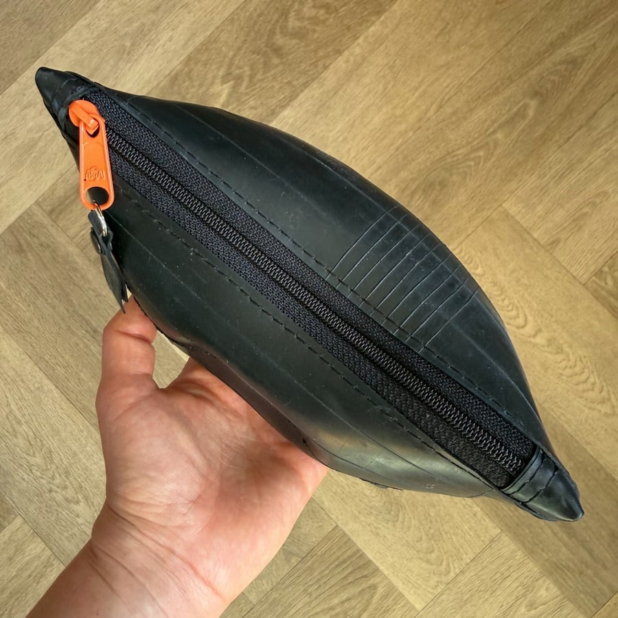 Unlined Inner Tube Bag - Orange Zip and Texture on One Side