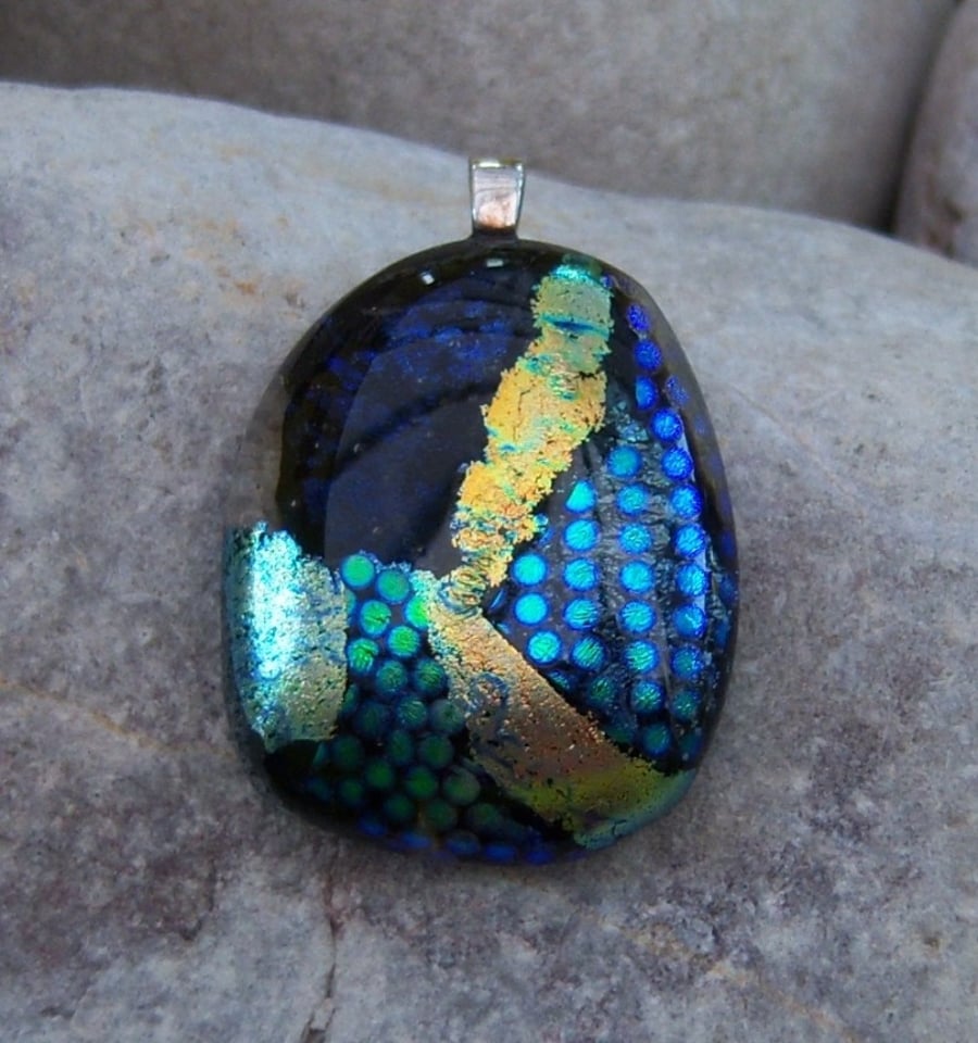 Dichroic Glass Pendant with Sterling Silver