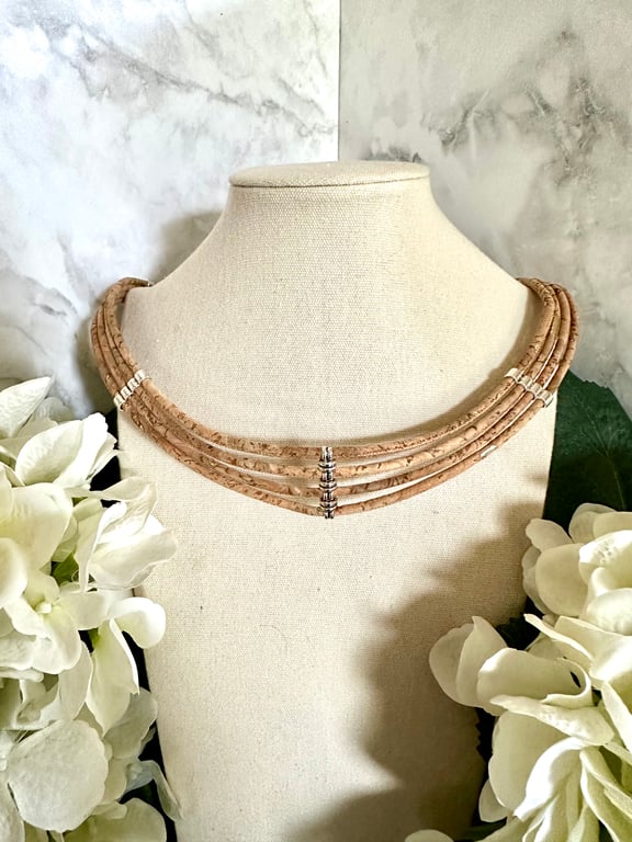 Natural Cork 'Leather' Necklace - Natural