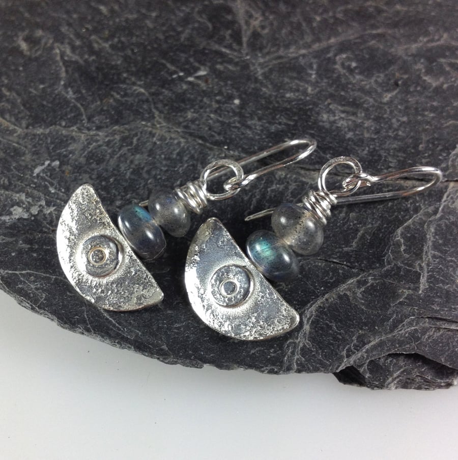 Ulu, handmade silver and labradorite earrings