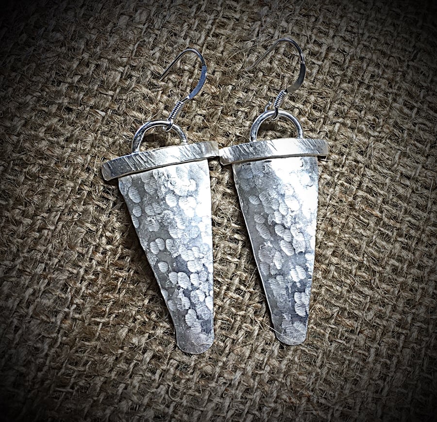 Solid Silver Textured Earrings