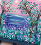 Twilight Lake Acrylic Painting 6" - Image 2