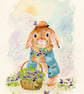 Violets and Bunny - blank card - Image 2