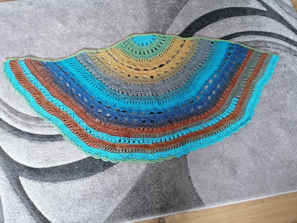 Crochet Shawl in Browns and Blues