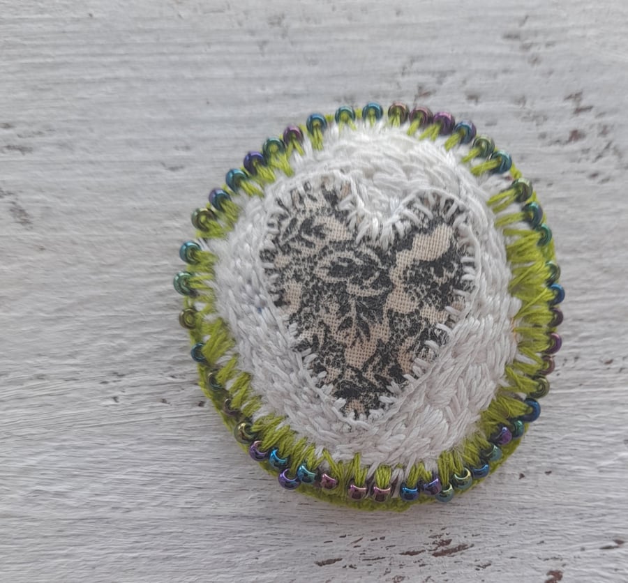 Textile Heart Brooch