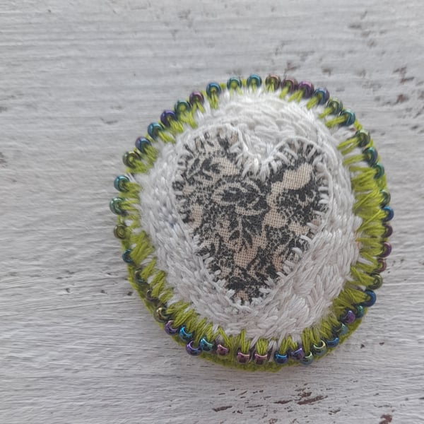 Textile Heart Brooch