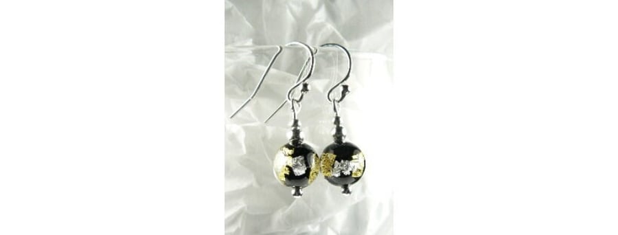 6 colours - Sterling silver 8mm genuine Murano glass drop earrings, gift box