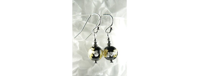 6 colours - Sterling silver 8mm genuine Murano glass drop earrings, gift box