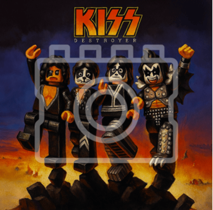 LEGO-Inspired KISS – Destroyer 5x5" Print (Mounted for 9x9" Frame)