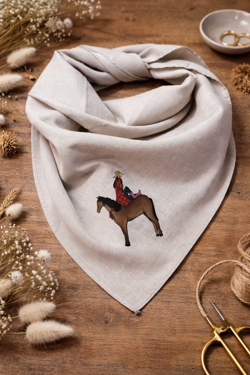 Bandana Scarf Neckerchief Hair Wrap Tie Cowgirl The Lucky Horse Shoes Equestrian