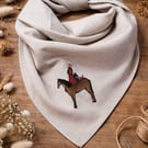 Bandana Scarf Neckerchief Hair Wrap Tie Cowgirl The Lucky Horse Shoes Equestrian