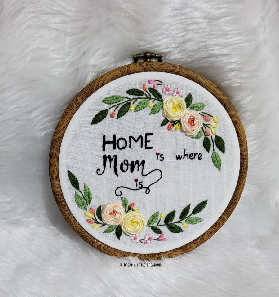 Mother's day hoop,Giftsformum,Mum gift ideas,fibre art,embroidery art