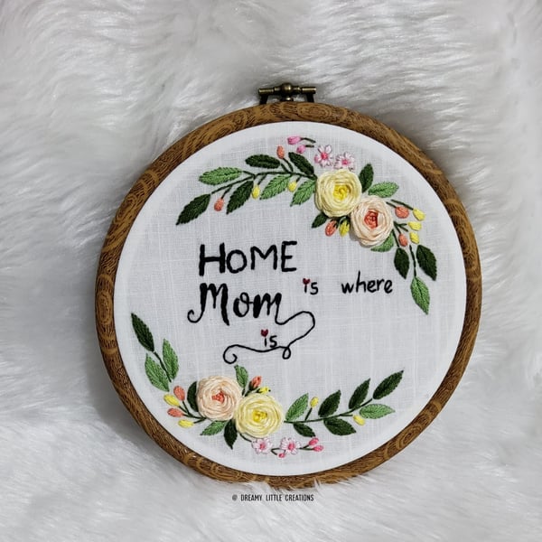 Mother's day hoop,Giftsformum,Mum gift ideas,fibre art,embroidery art