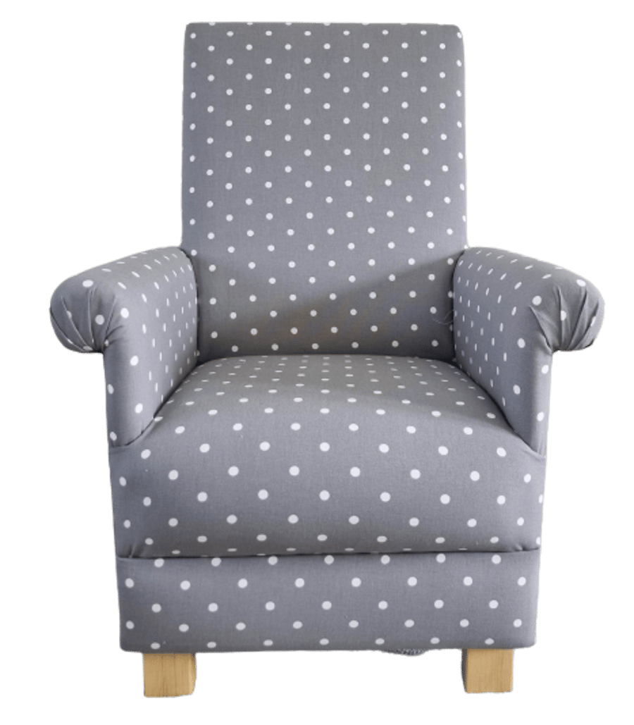 Clarke Smoke Grey Dotty Spot Fabric Adult Chair Armchair Polka Dots Nursery Spot
