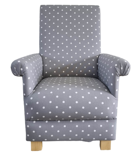 Clarke Smoke Grey Dotty Spot Fabric Adult Chair Armchair Polka Dots Nursery Spot