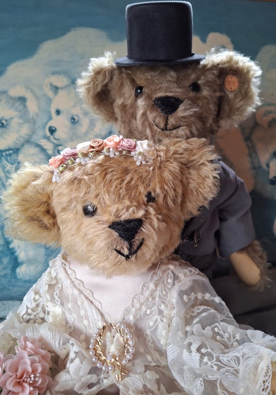 Ethel and Albert  Tie the Knot  Hand-sewn mohair teddy bears
