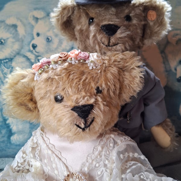 Ethel and Albert  Tie the Knot  Hand-sewn mohair teddy bears
