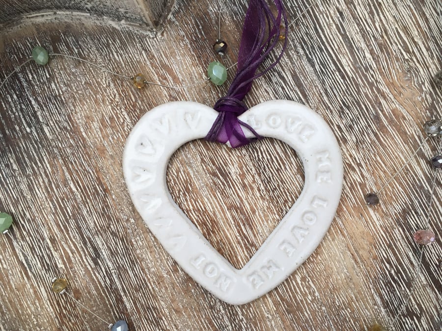 Loveheart hanger, ceramic lovehearts, gift idea, home decor, pottery