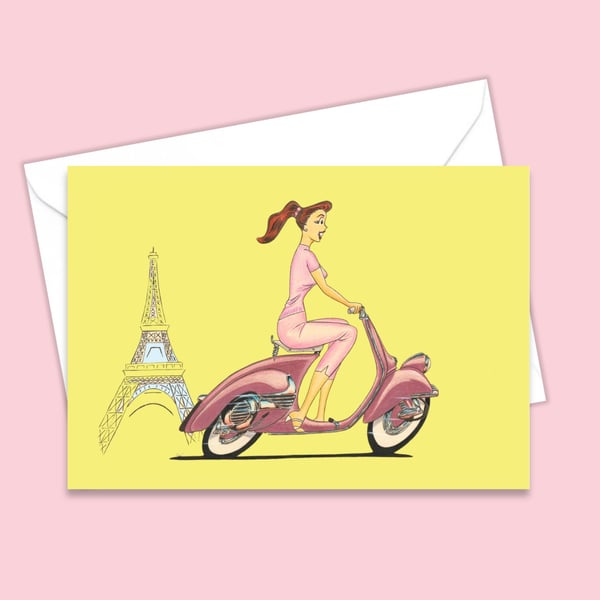 Retro Art Greetings Card, Scooter Life Card For All Occasions