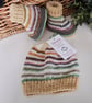 Designer Baby Pure Merino Wool Hand Knitt Booties & Hat Gift Set 0-3 months size - Image 5