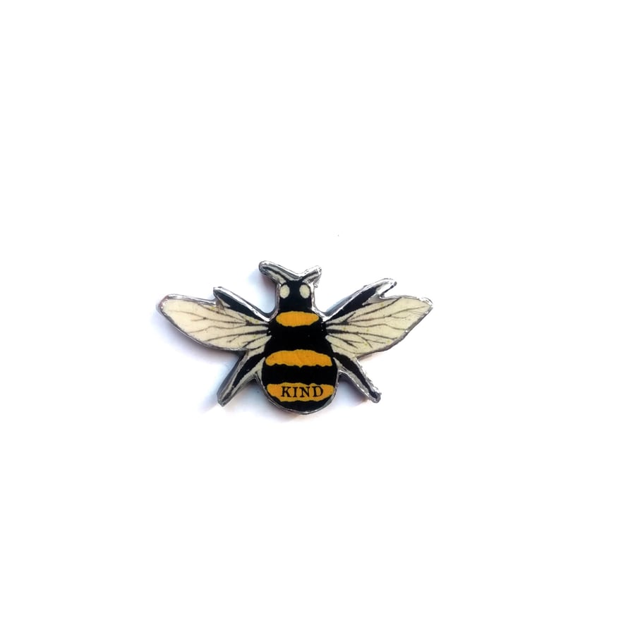 Bee Kind Brooch Whimsical resin Jewellery by EllyMental 