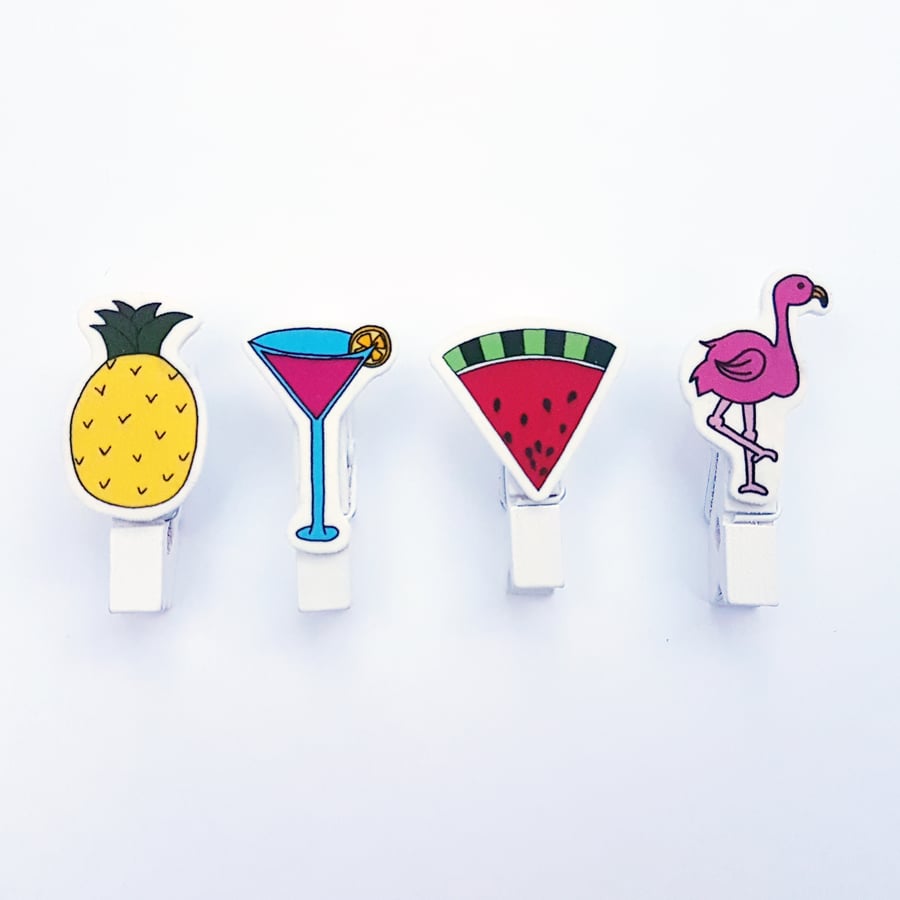 Tropical themed pegs collection set of 4 - stationery, planner, diary
