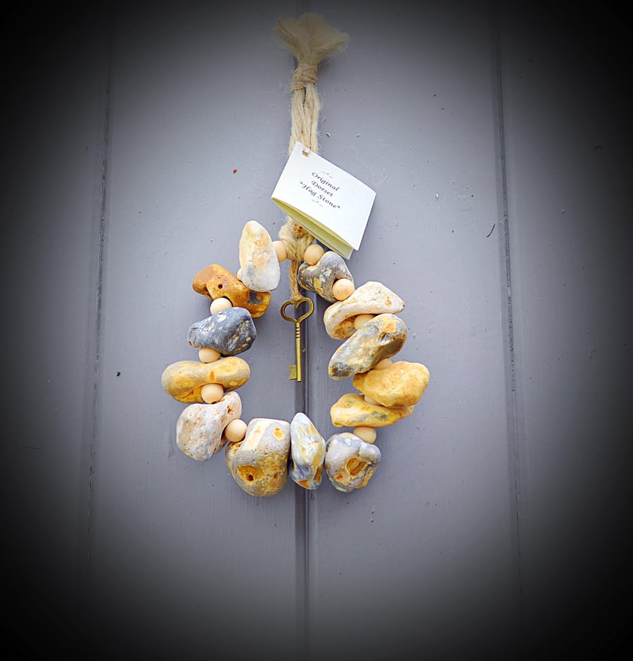 Hag Stone door Protection Wreath Coastal decor Beach Wicca Pagan Witchcraft