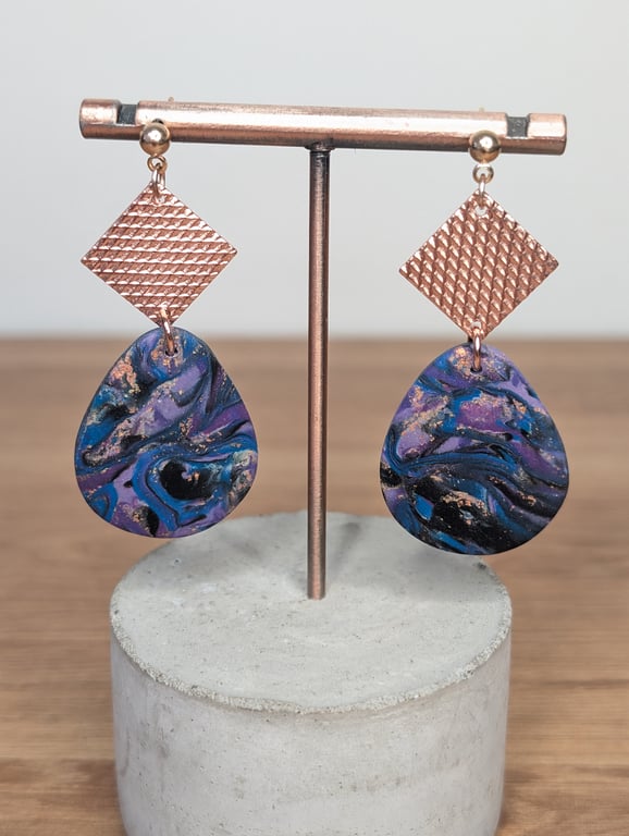 Yzma inspired pebble dangle earrings rose gold 