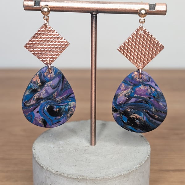 Yzma inspired pebble dangle earrings rose gold 