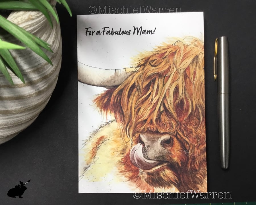 Highland Cow Coo Card - Blank or personalised for any occasion .