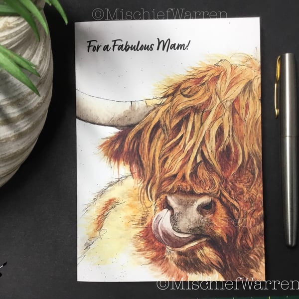 Highland Cow Coo Card - Blank or personalised for any occasion .