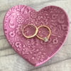 Ceramic heart trinket dish, ring dish, jewellery dish.