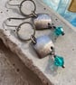 Dainty Vintage Dangle Earrings with Faceted Turquoise Crystals - Image 1